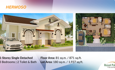Pre-selling – 3 Bedrooms Bungalow in Royal Palms Toledo