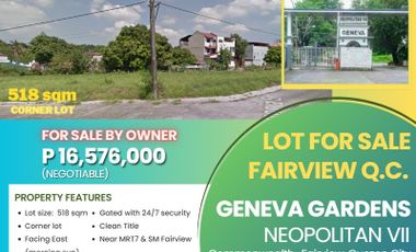 Corner Lot For Sale Near Rancho Estate 3 Subdivision Geneva Garden Neopolitan VII