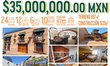 VENTA DE HOTEL EN EL CENTRO HISTÓRICO, CON OPCIÓN A DIVERSOS GIROS Y CON PLUSVALÍA PRIVILEGIADA, ya que cuenta con Uso Comercial y de Servicios e Info