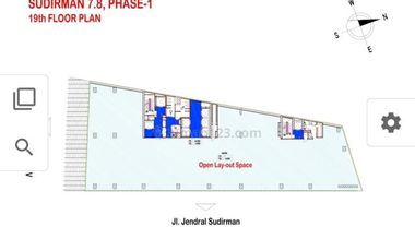 Dijual atau Disewakan  Office Space Luas 2085 di Gedung Sudirma 7.8 Kondisi Bare