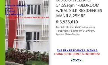 FOR SALE READY FOR TURNOVER 54.59sqm 1-BEDROOM w/BALCONY AMENITY VIEW SILK RESIDENCES ONLY 25K TO RESERVE AVAIL 60K OUTRIGHT DISCOUNT