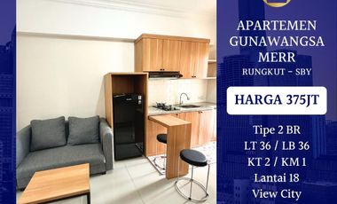 Dijual Apartemen 2BR Gunawangsa MERR Surabaya Rungkut Full Furnished Lantai 18 View City