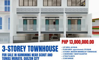 Affordable Kamuning QC 3-Storey Townhouse near Cubao, Tomas Morato, and New Manila