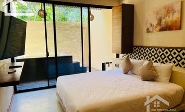 VENTA DE BONITO Y CONFORTABLE ESTUDIO PLUNGE POOL EN TULUM A 15 MINUTOS DE LA PLAYA