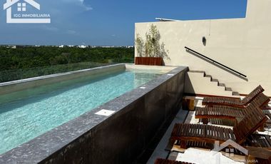 VENTA DE BONITO Y CONFORTABLE ESTUDIO PLUNGE POOL EN TULUM A 15 MINUTOS DE LA PLAYA