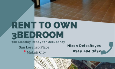 30K per Month 3Bedroom 77sqmPet friendly  Rent to Own in San Lorenzo Makati nr BGC Ayala Airport
