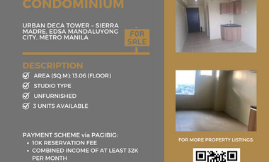 13.06 sq.m condominium for sale (urban deca tower– sierra madre, mandaluyong)