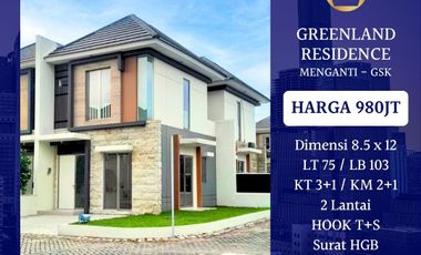 Rumah Greendland Residence Raya Menganti Gresik Mewah Minimalis Bisa KPR Strategis dkt Wiyung Driyorejo Pasar Menganti Surabaya Barat