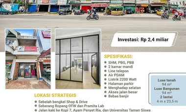 Jual Ruko di Pinggir Jalan Besar Jl. Veteran Palembang Dekat Social Market