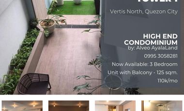 3 Bedroom Condo Unit with Balcony and Tandem Parking in Vertis North Quezon City