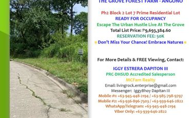 FOR SALE! READY FOR OCCUPANCY 291.0sqm PRIME RESIDENTIAL LOT AT THE GROVE -FOREST FARM ANGONO-RIZAL