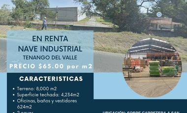 EN RENTA BODEGA ¡TENANGO DEL VALLE¡