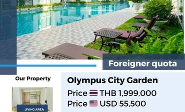 Pool view new room with furnished cheapest price at Olympus City Garden Condominium south pattaya
