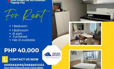 For rent 1 bedroom furnished unit in seibu BGC near Sm Aura