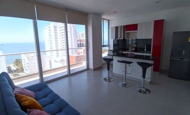 Apartamento en Pozos Colorados, Santa Marta. Frente al Mar de una habitacion 2 baños. 50.42 M2