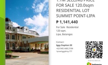 FOR SALE: PRICE RESIDENTIAL LOT 120.0sqm SUMMIT POINT GOLF & RESIDENTIAL ESTATE-LIPA 1.1M SELLING PRICE