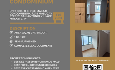 27.17 sq.m condominium for lease (the rise condominium – makati city)