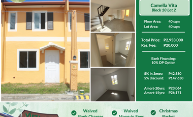 ✨🍁FOR SALE: LIMITED INVENTORY ONLY READY FOR OCCUPANCY 2-BEDROOM 2-STOREY REANA TOWNHOUSE IN CAMELLA VITA GENTRI🍁✨