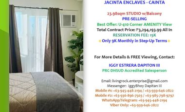 Utilize Your Pagibig Savings! Reserve Pre-Selling 23.98sqm Studio w/Balcony Jacinta Enclaves Cainta - Only 15K Reservation Fee