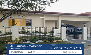 180 sqm Residential House for Sale in BF Homes Bayanihan, Parañaque City