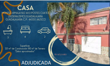 VENTA DE CASA DE RECUPERACION BANCARIA EN LA ZONA DE POSTES CUATES (FEDERALISMO) GUADALAJARA, JALISCO, MEXICO