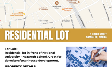 Lot for sale in Miguelin Street, Sampaloc, Fourth District, Manila, Capital District