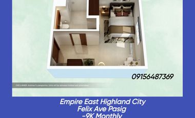 31sqm 1 Bedroom Conod in Pasig Near Sta.Lucia Mall, LRT and ortigas extension as low as 9K Monthly