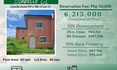 For Sale 2 Bedroom Townhouse in Camella General Trias Cavite - Ezabelle CL Model
