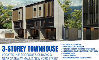 3-Storey Townhouse in Cubao near Gateway Mall and Immaculate Concepcion Cathedral