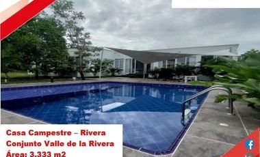 VENDE ESPECTACULAR CASA CAMPESTRE 1PISO EN RIVERA (HUILA-COL)