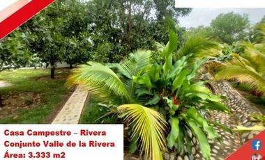 VENDE ESPECTACULAR CASA CAMPESTRE 1PISO EN RIVERA (HUILA-COL)