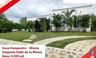 VENDE ESPECTACULAR CASA CAMPESTRE 1PISO EN RIVERA (HUILA-COL)