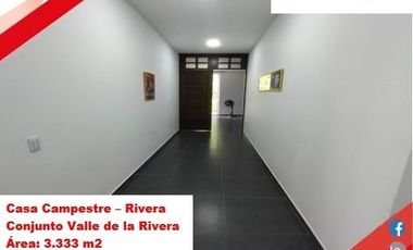 VENDE ESPECTACULAR CASA CAMPESTRE 1PISO EN RIVERA (HUILA-COL)