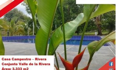 VENDE ESPECTACULAR CASA CAMPESTRE 1PISO EN RIVERA (HUILA-COL)