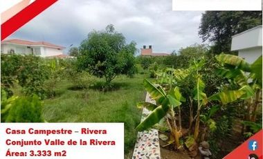 VENDE ESPECTACULAR CASA CAMPESTRE 1PISO EN RIVERA (HUILA-COL)