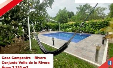 VENDE ESPECTACULAR CASA CAMPESTRE 1PISO EN RIVERA (HUILA-COL)