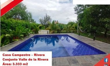 VENDE ESPECTACULAR CASA CAMPESTRE 1PISO EN RIVERA (HUILA-COL)