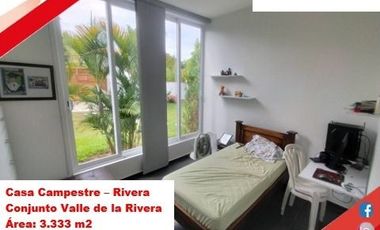 VENDE ESPECTACULAR CASA CAMPESTRE 1PISO EN RIVERA (HUILA-COL)