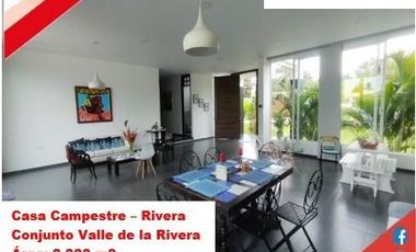VENDE ESPECTACULAR CASA CAMPESTRE 1PISO EN RIVERA (HUILA-COL)