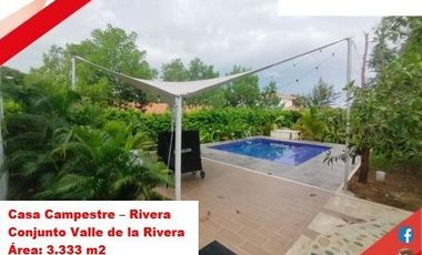 VENDE ESPECTACULAR CASA CAMPESTRE 1PISO EN RIVERA (HUILA-COL)