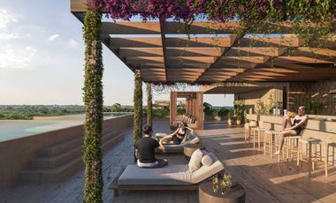 Estudio con terraza, Alberca, simulador de golf, Cine, en venta, Zona Norte, Merida.