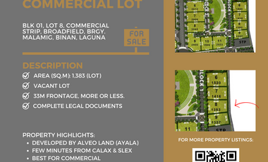 1,383 sq.m commercial lot for sale (broadfield – biñan, laguna)