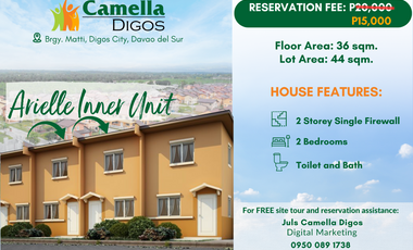 CAMELLA DIGOS' 2-BEDROOM TOWNHOUSE TYPE - ARIELLE INNER UNIT - PRE-SELLING