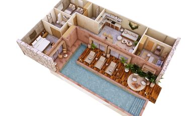 4 villas en la selva de Akumal. Comunidad muy exclusiva.