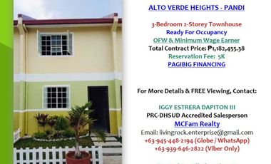 MINIMUM WAGE EARNER ATTENTION - 3-BEDROOM 2-STOREY TOWNHOUSE ALTO VERDE HEIGHTS PANDI 5K TO RESERVE A UNIT