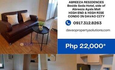 Furnished Studio Condo for Rent Abreeza Residences Bajada Davao City
