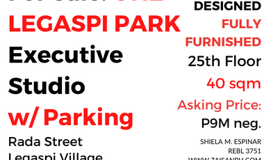 For Sale: One Legaspi Park, Interior Design Fully Furnished, Executive Studio with Parking