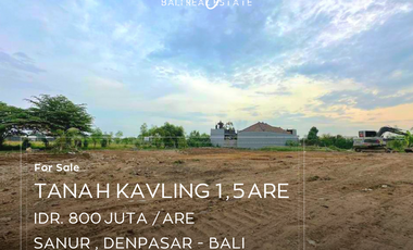 Di Jual Tanah Kavling mulai 1,5 Are dekat pantai Padang Galak Sanur Bali.