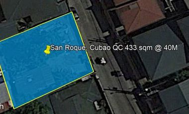 SAN ROQUE CUBAO QUEZON CITY LOT @ 433 SQ.M NEAR P TUAZON
