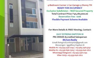 MORE THAN 2M DISCOUNT TO AVAIL: RESERVE 4-BEDROOM 2-CAR GARAGE 4-STOREY 68 ROCES TOWNHOUSE QUEZON CITY
